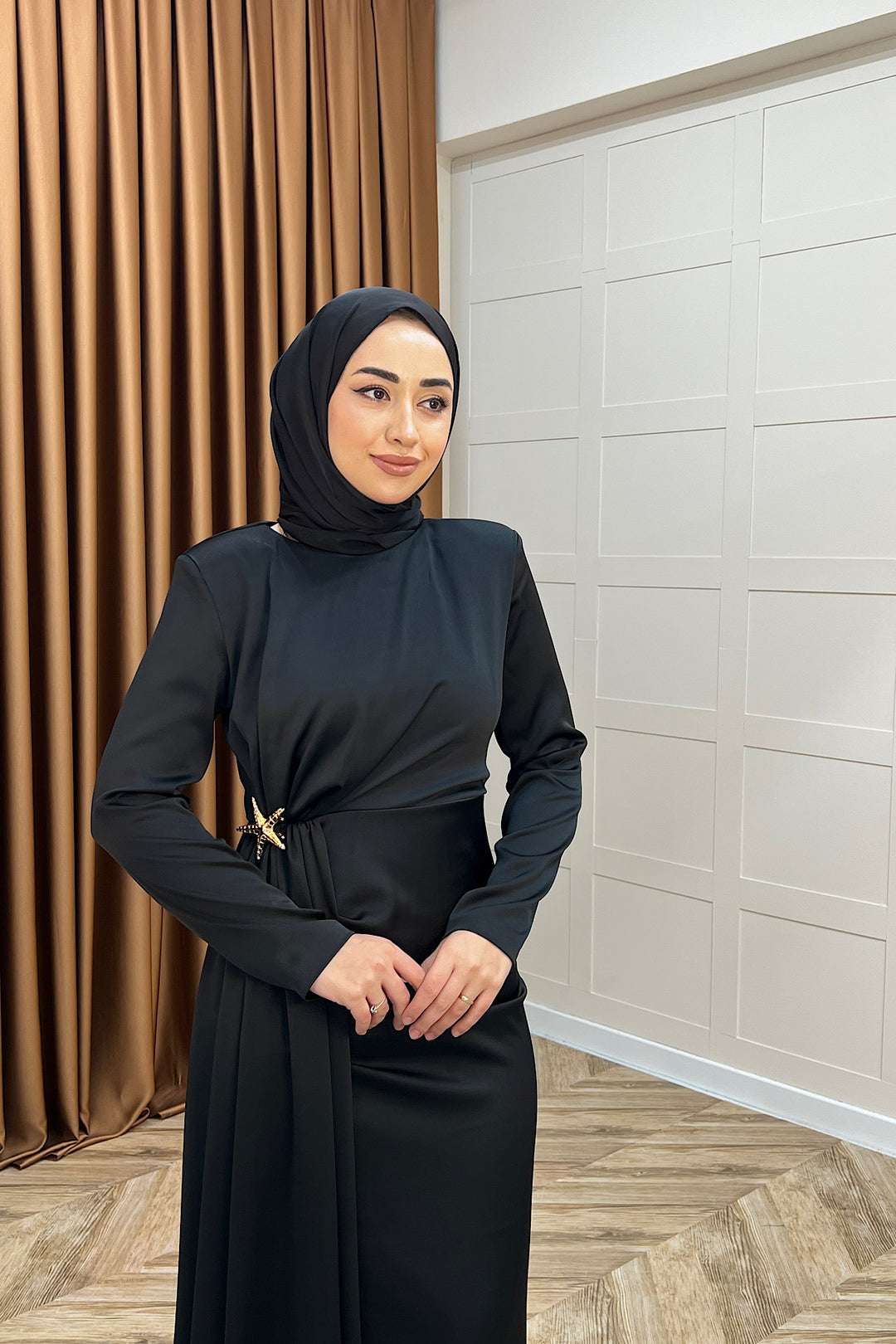 Hazel Saten Abiye Siyah 3084-SIYAH