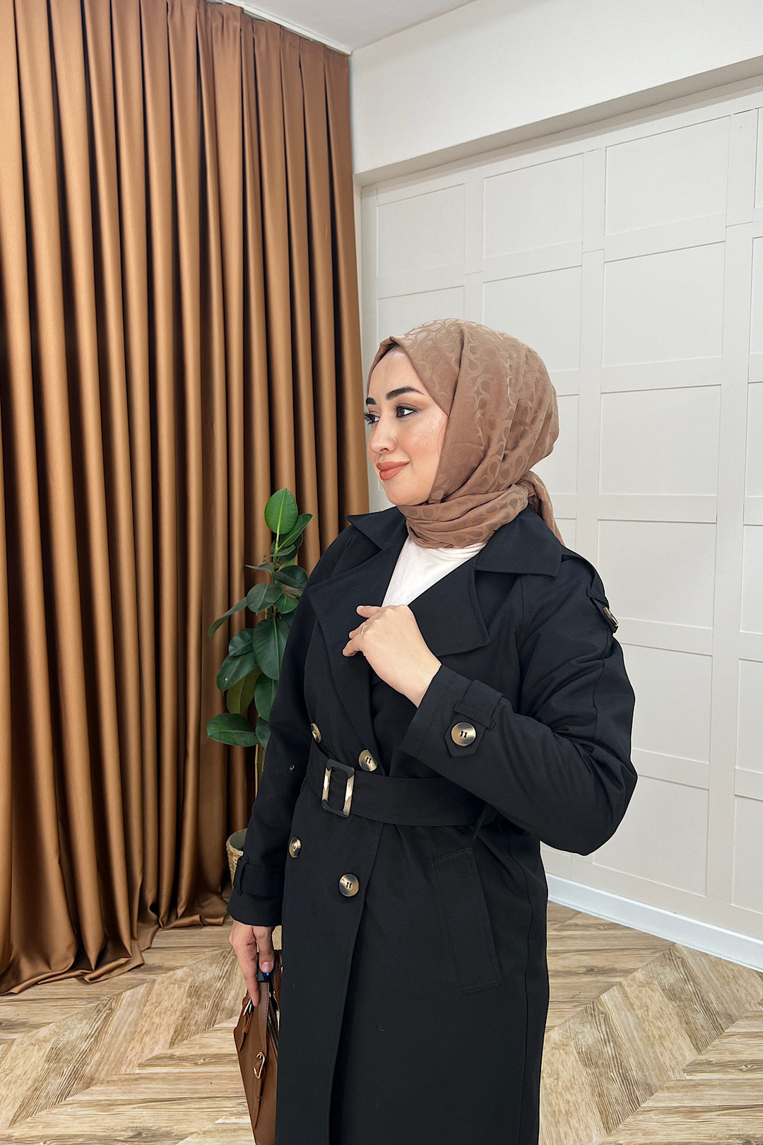 Pamella Kuşaklı Trençkot Siyah 5533-SIYAH