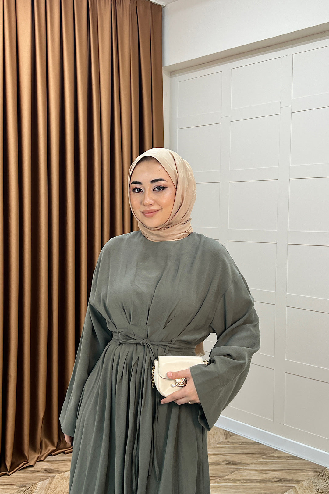 Alya Belden Bağlamalı Elbise Yeşil 39020-YESIL