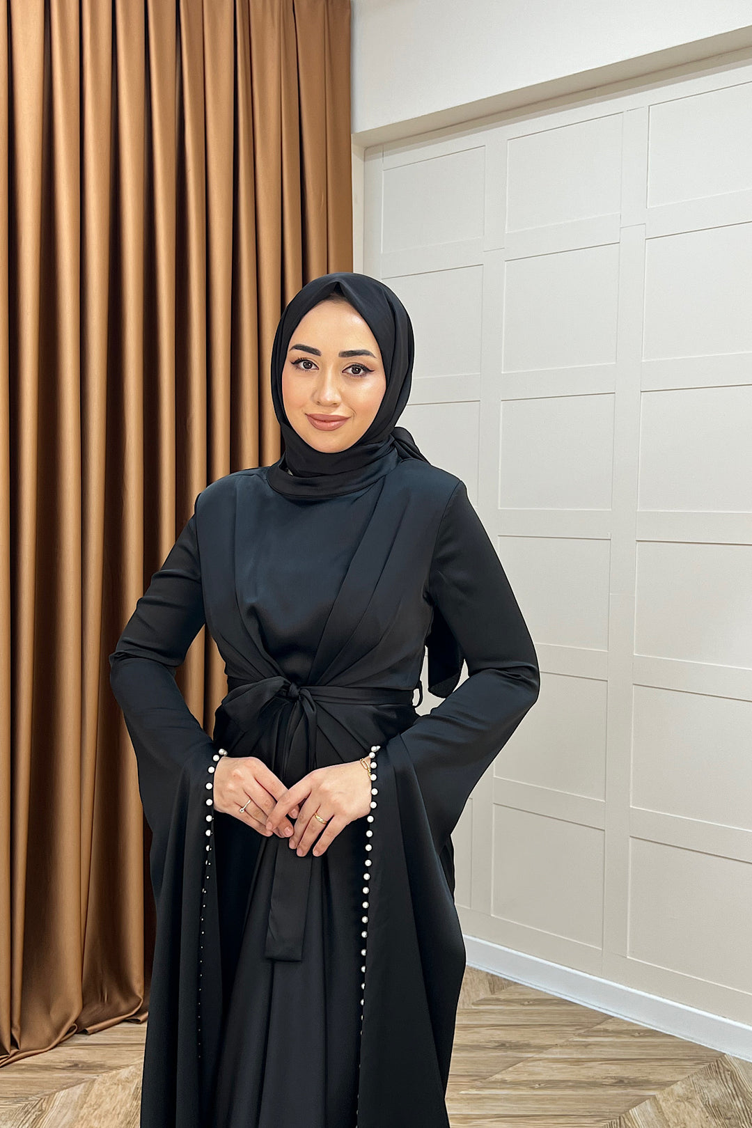 Lyon İnci Detay Abiye Siyah 3079-SIYAH