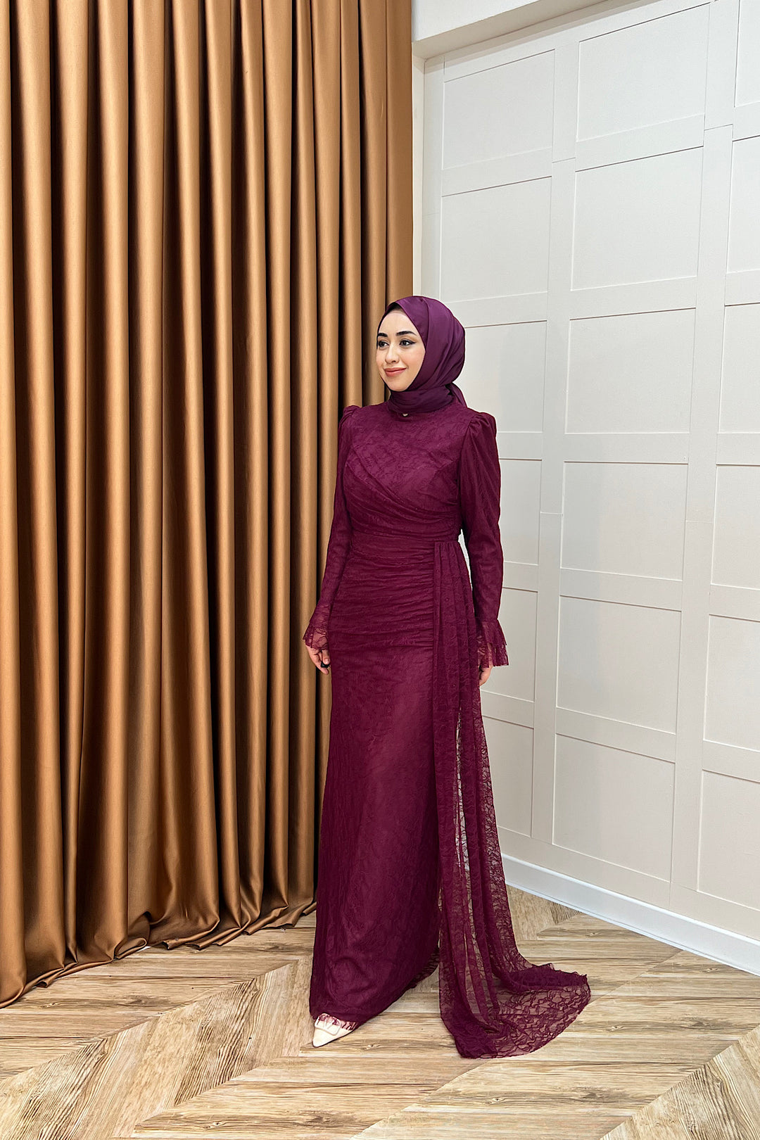 Serena Dantel Balık Abiye Mürdüm 3082-MURDUM