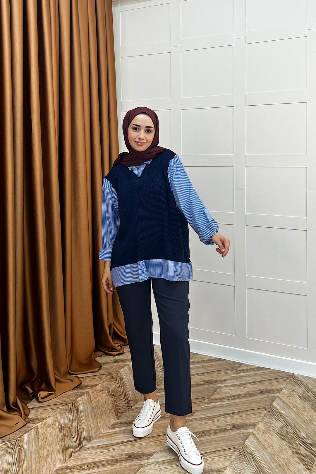 Triko Süveterli Gömlek Lacivert 24730-LACIVERT