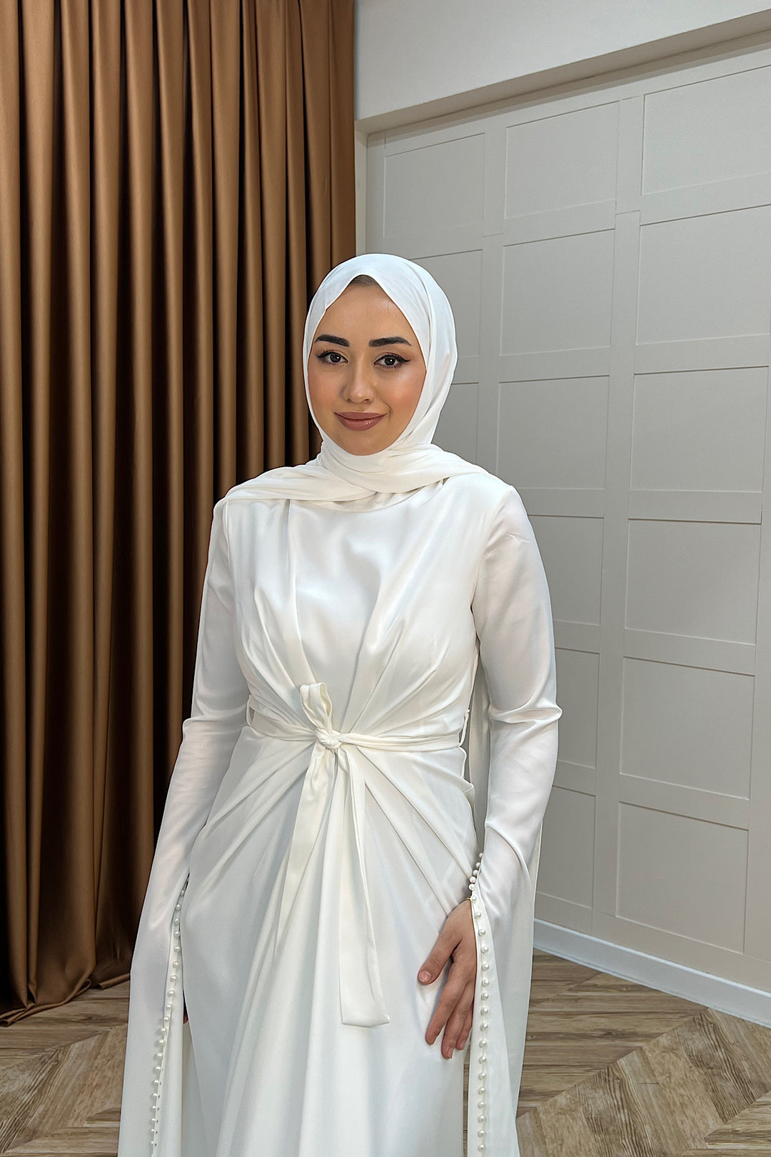 Lyon İnci Detay Abiye Beyaz 3079-BEYAZ