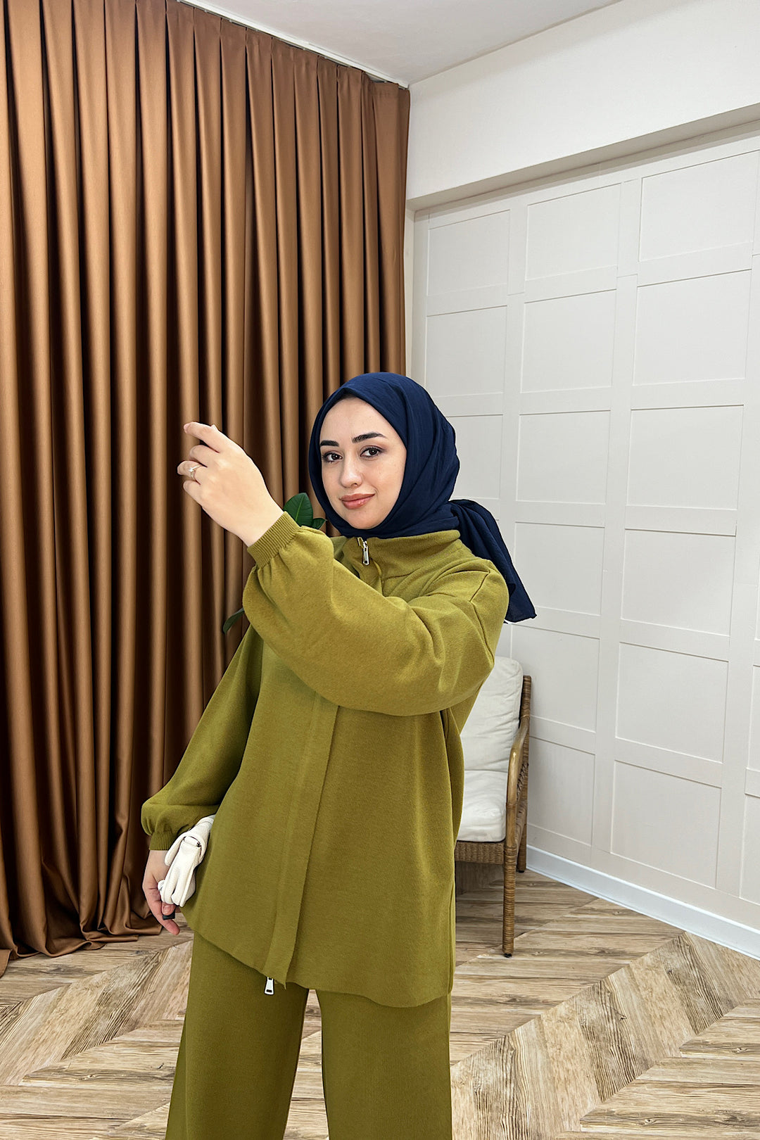 Bero İkili Triko Takım Yağ Yeşili 26234-YAGYESILI