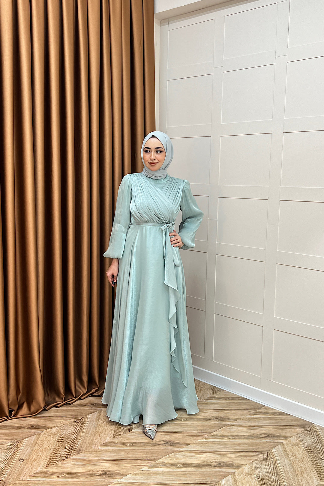 Luna Saten Abiye Mint Mavisi 3072-MINTMAVISI