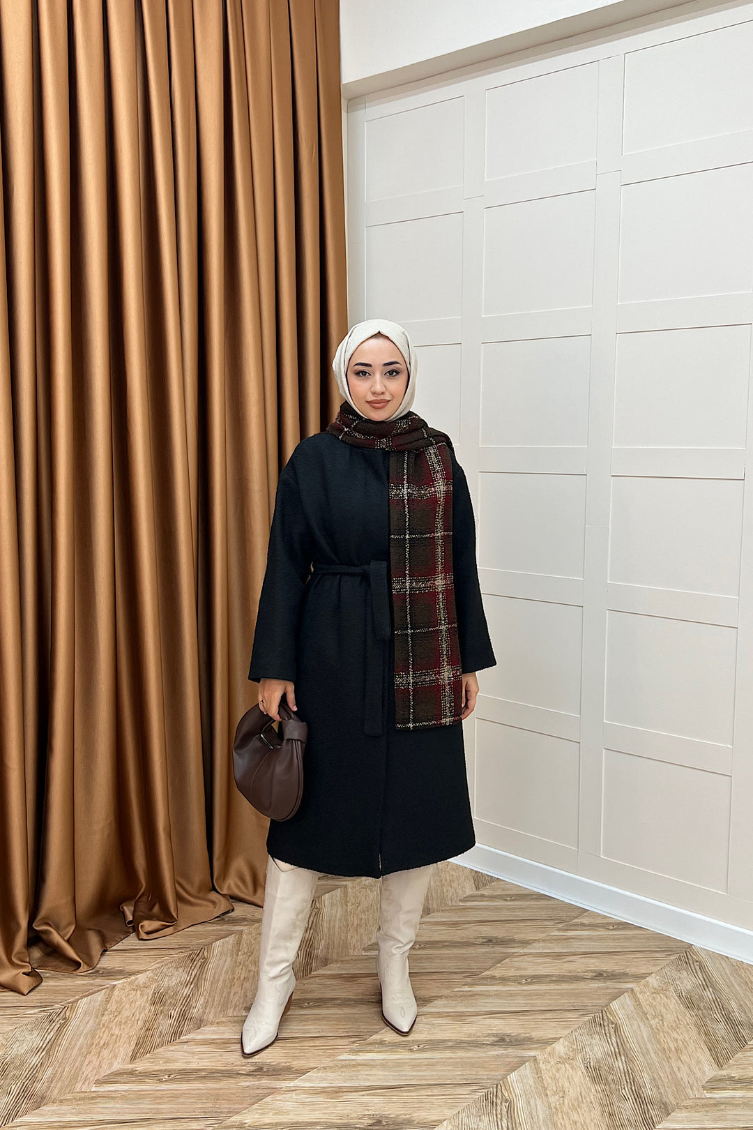 Duru Premium Kumaş Atkı Detay Kaban Siyah 5517-SIYAH