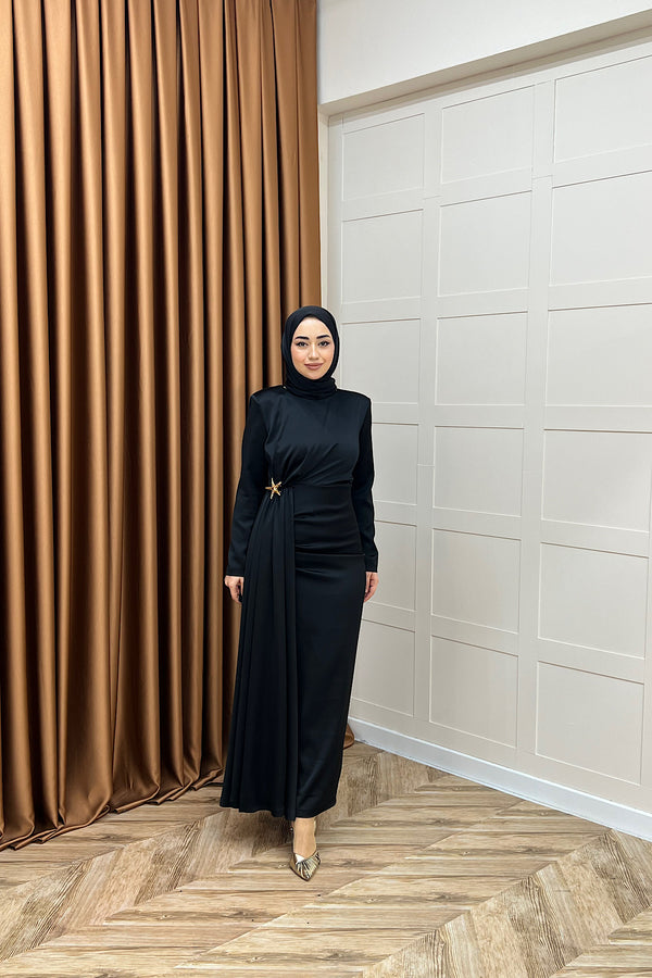 Hazel Saten Abiye Siyah 3084-SIYAH