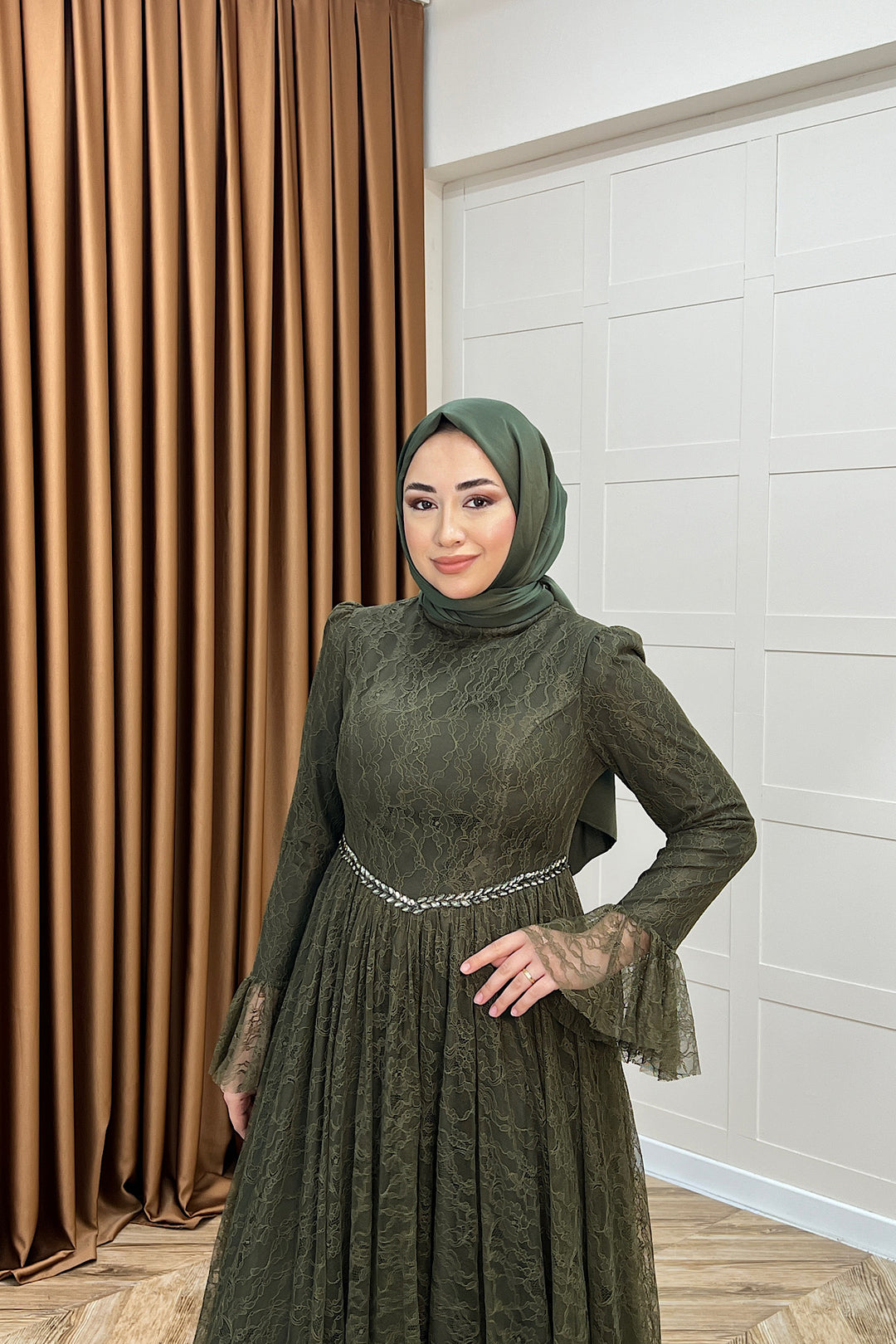 Elena Dantel Abiye Haki 03101-HAKI