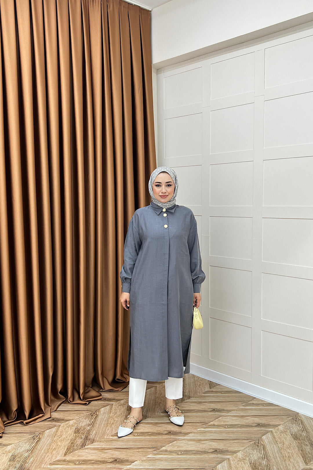 Zaina Uzun Tunik Gri 6523-GRI