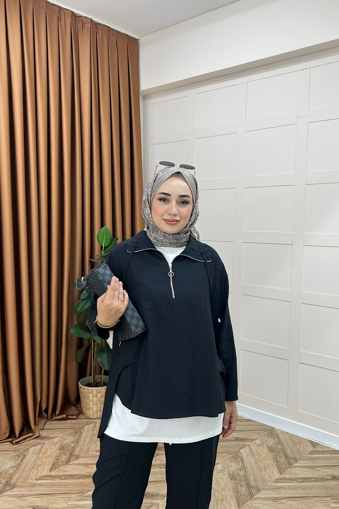 Almira Yarım Fermuar İkili Takım Siyah 08370-SIYAH