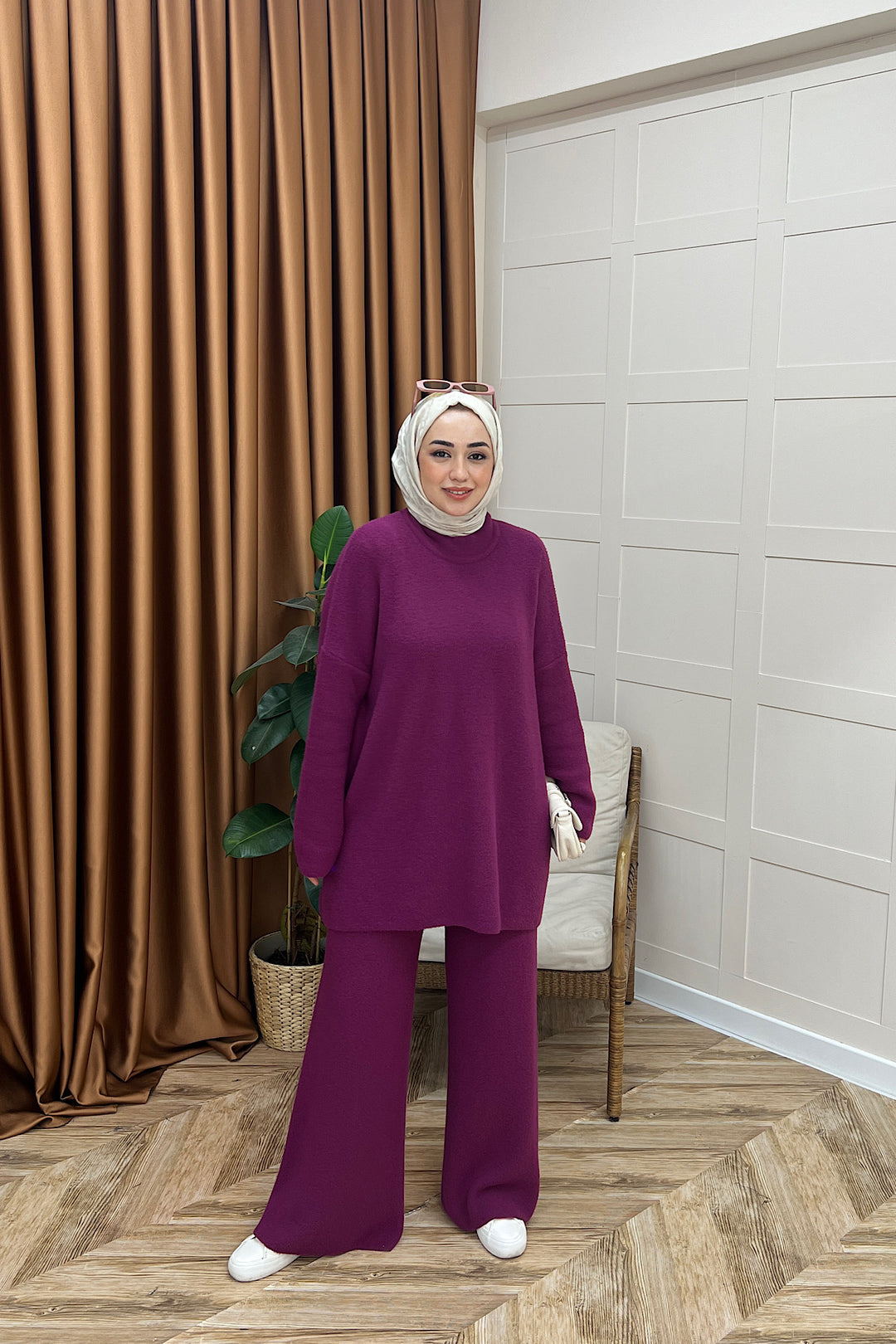 Dilşah Angora İkili Triko Takım Mürdüm 25650-MURDUM