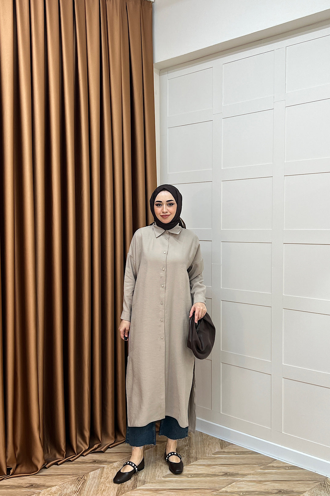 Cupra Uzun Tunik Vizon 02760-VIZON