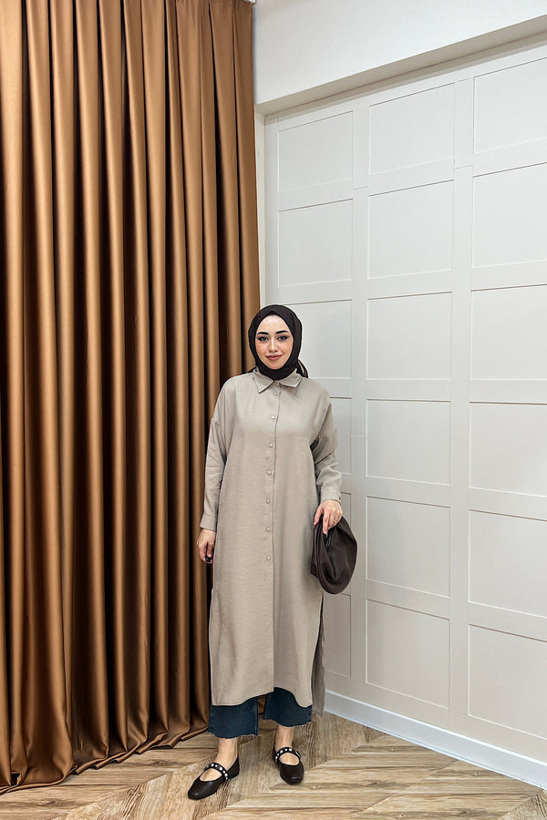 Cupra Uzun Tunik Vizon 02760-VIZON