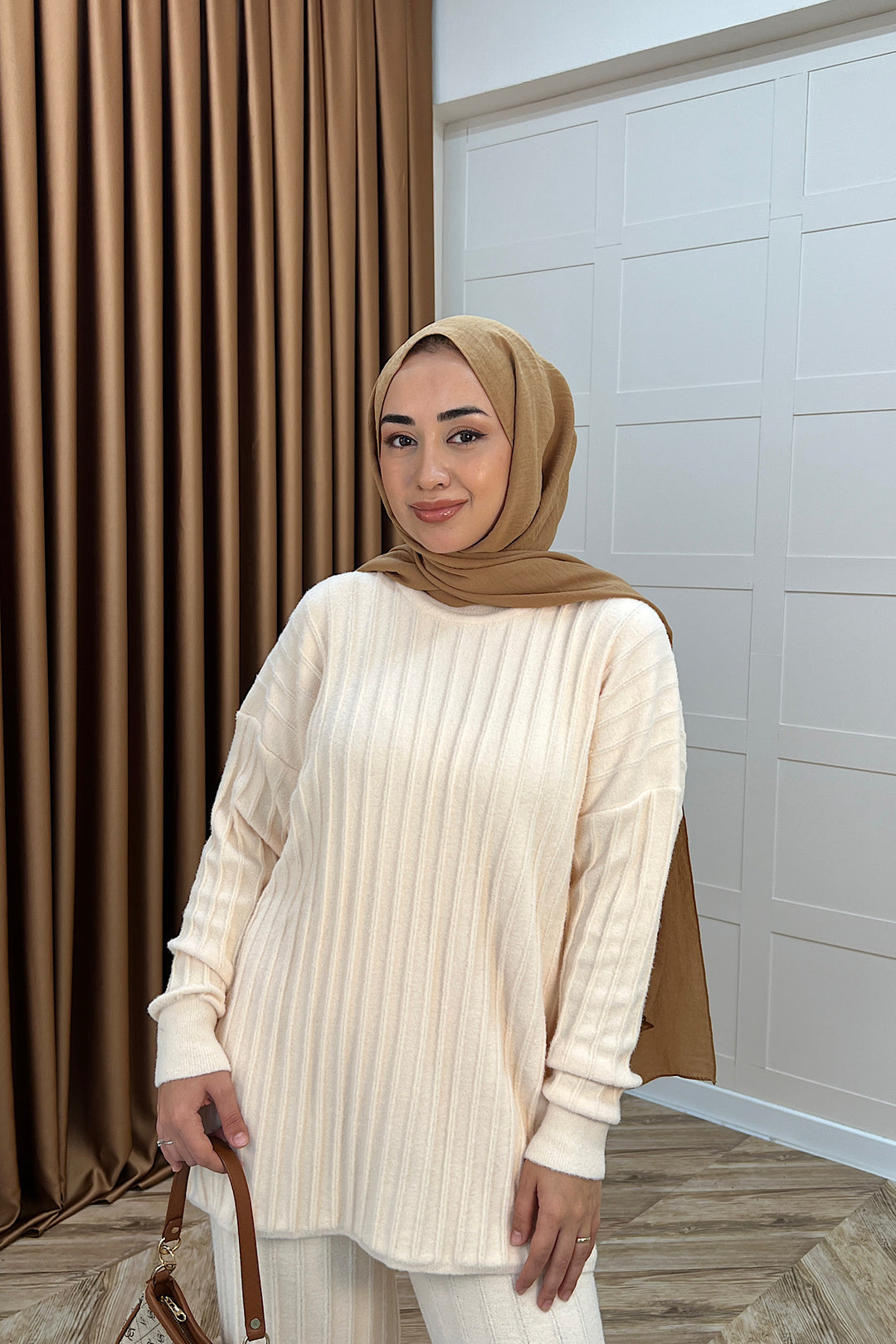 Kripto Keçe Sakal Triko Takım Krem 25560-KREM