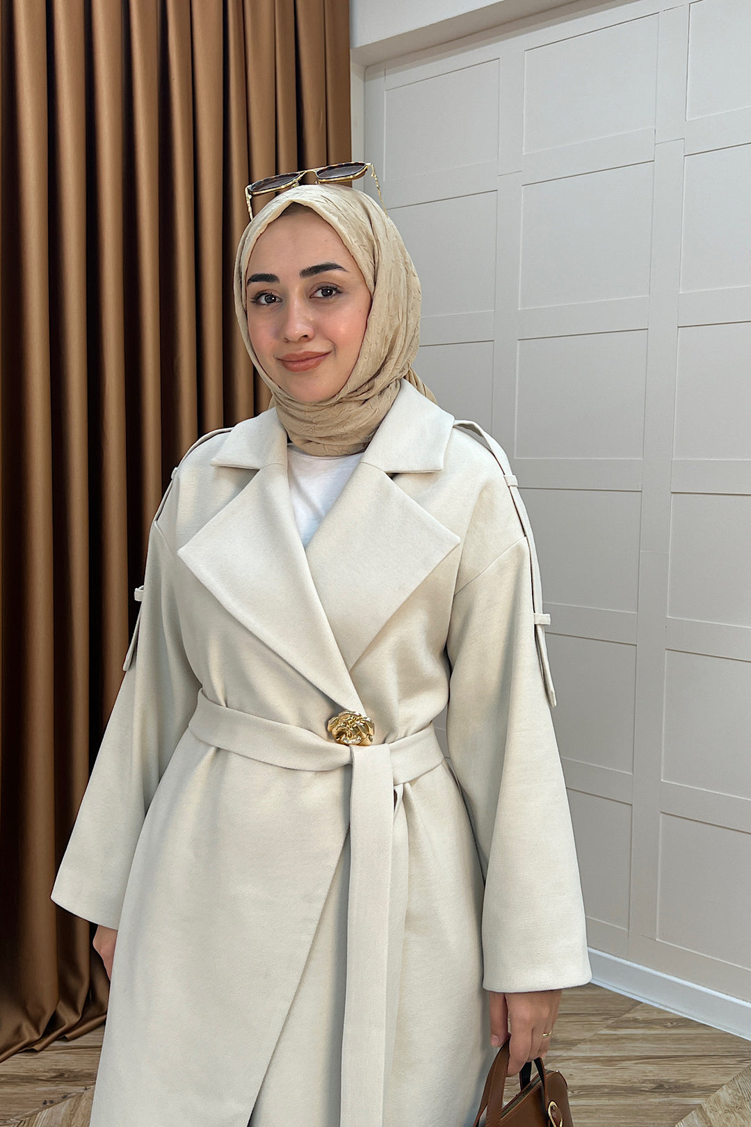 Parya Omuz Detay Kaşe Kaban Taş 5531-TAS