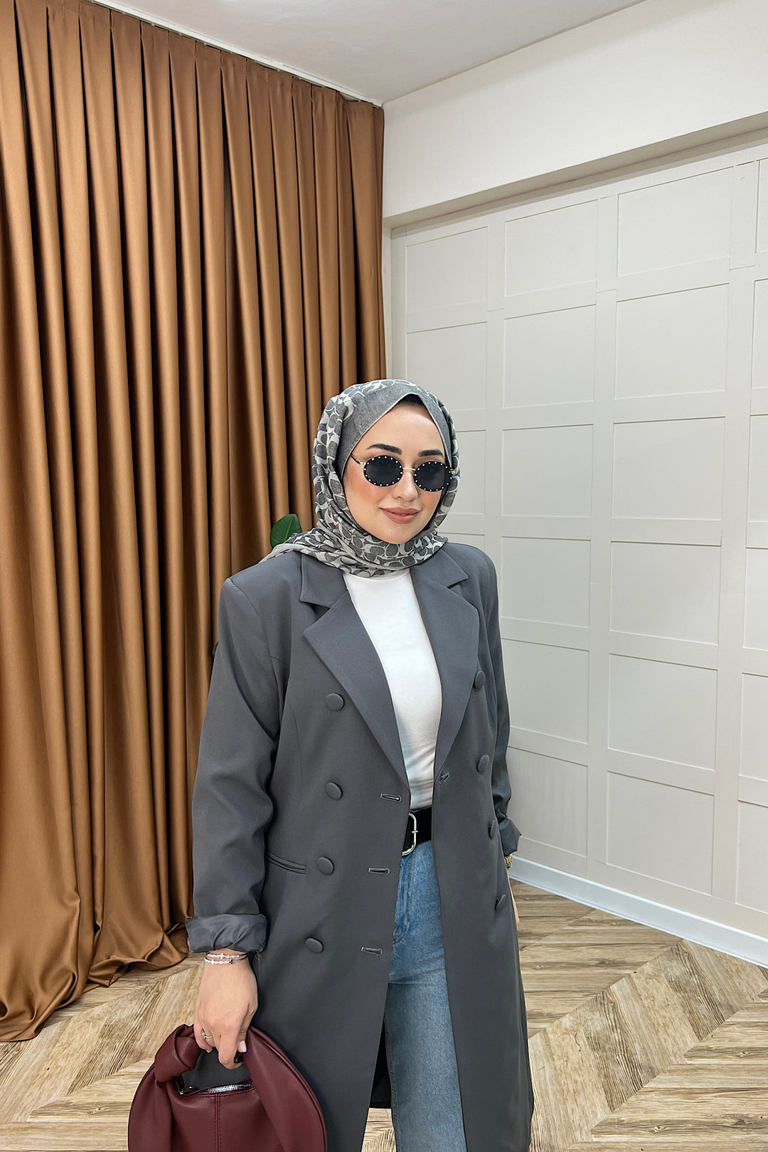 Fermin Uzun Blazer Ceket Antrasit 1008-ANTRASIT