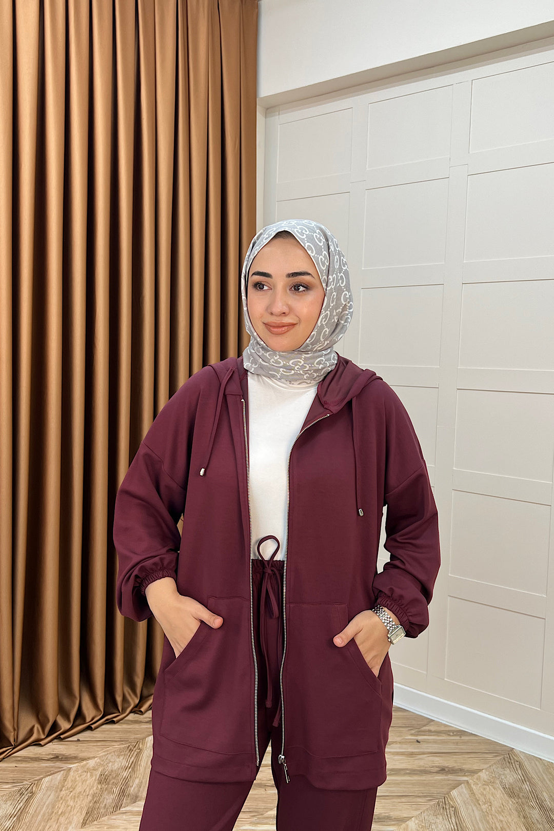 Kanguru Cepli Fermuarlı Takım Bordo 2014-BORDO