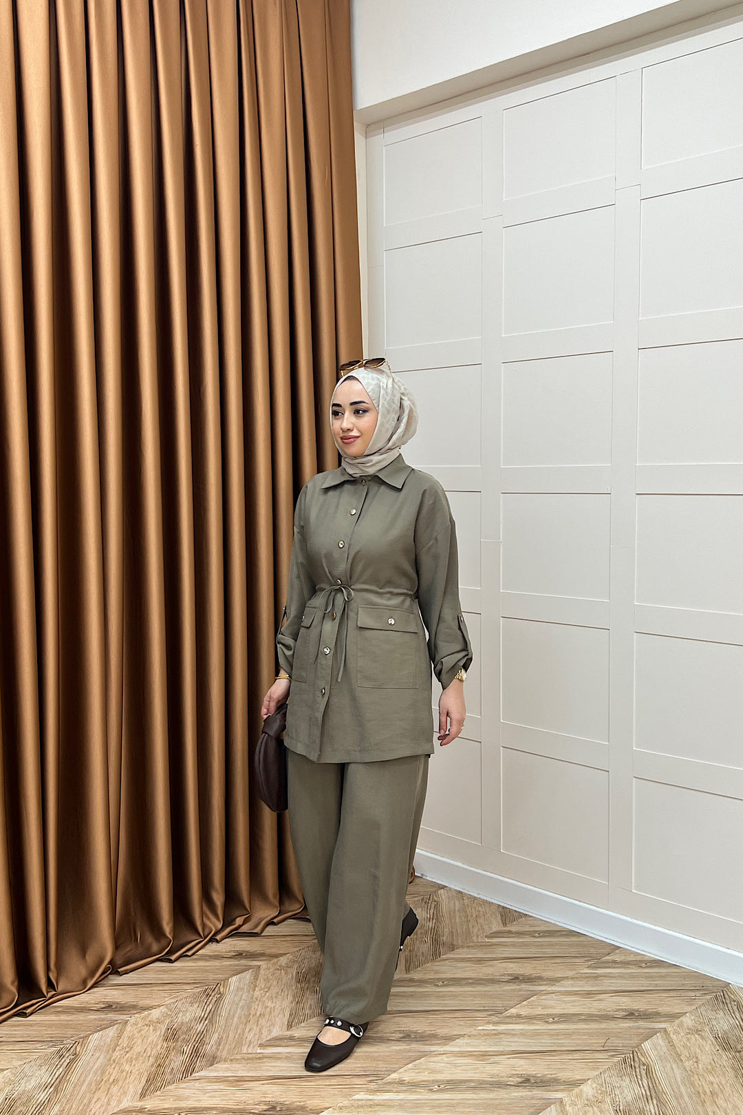 Aria Belden Bağlamalı İkili Takım Haki 3184-HAKI