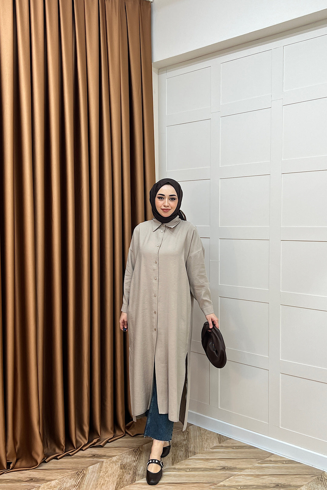 Cupra Uzun Tunik Vizon 02760-VIZON