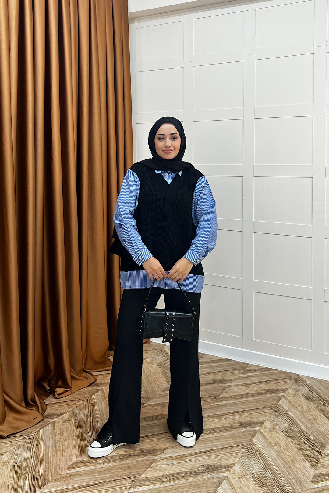 Triko Süveterli Gömlek Siyah 24730-SIYAH