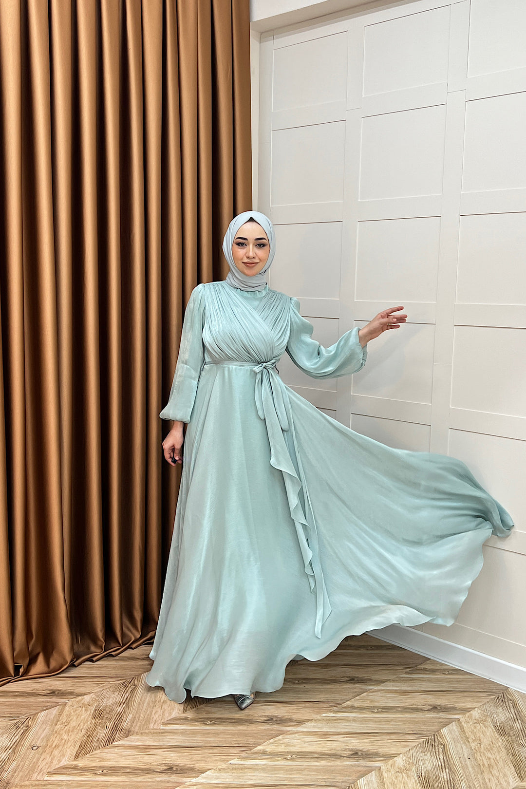 Luna Saten Abiye Mint Mavisi 3072-MINTMAVISI