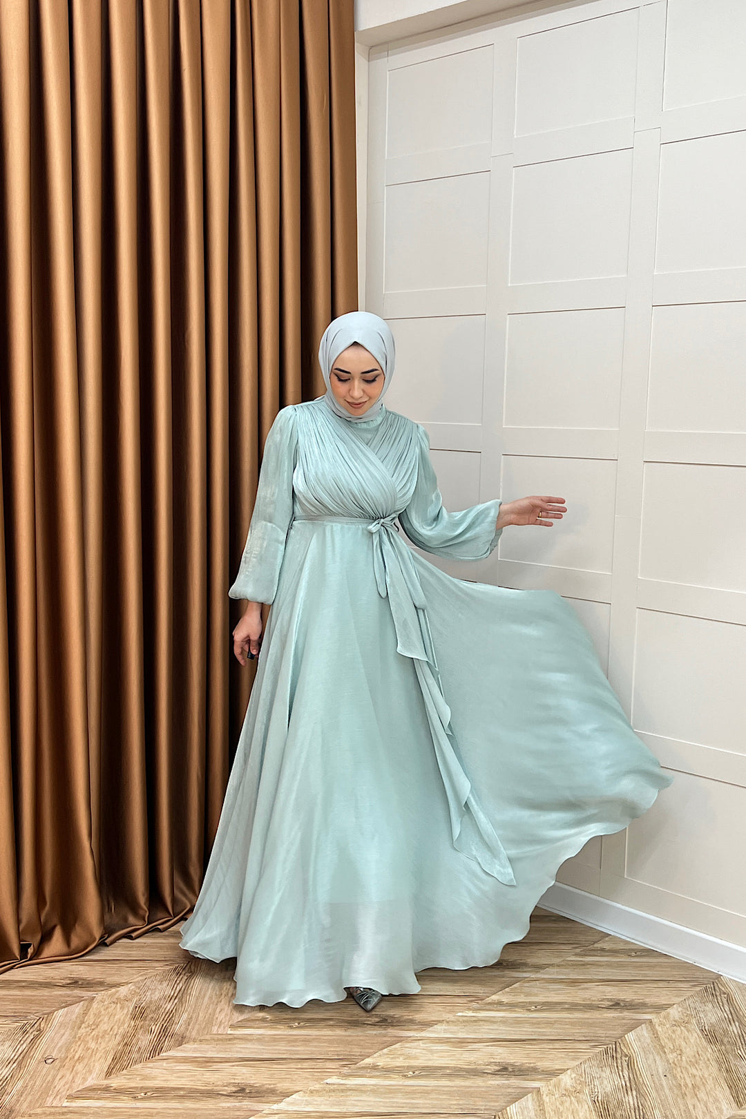 Luna Saten Abiye Mint Mavisi 3072-MINTMAVISI