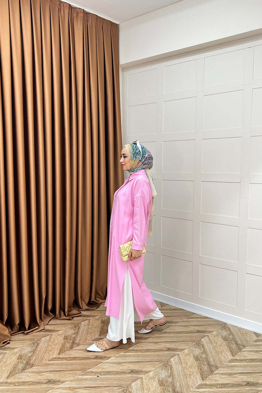 Cupra Uzun Tunik Pembe 02760-PEMBE