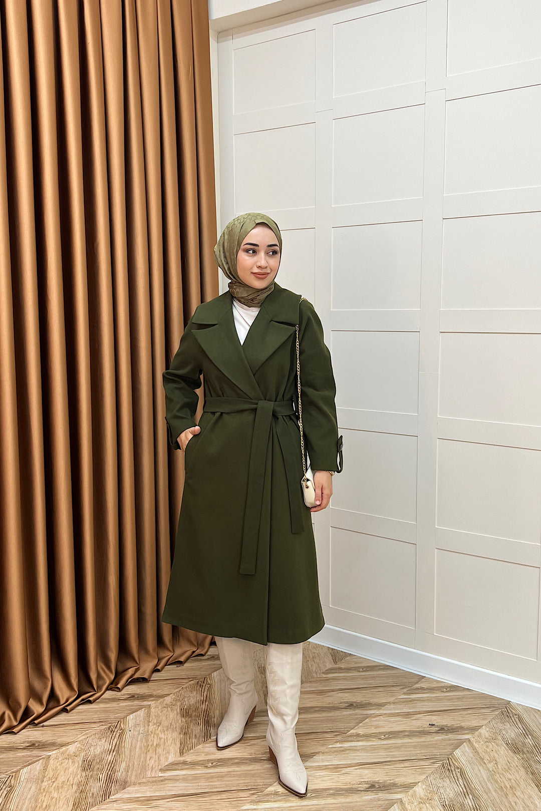 Martina Yırtmaçlı Kaban Haki 5508-HAKI