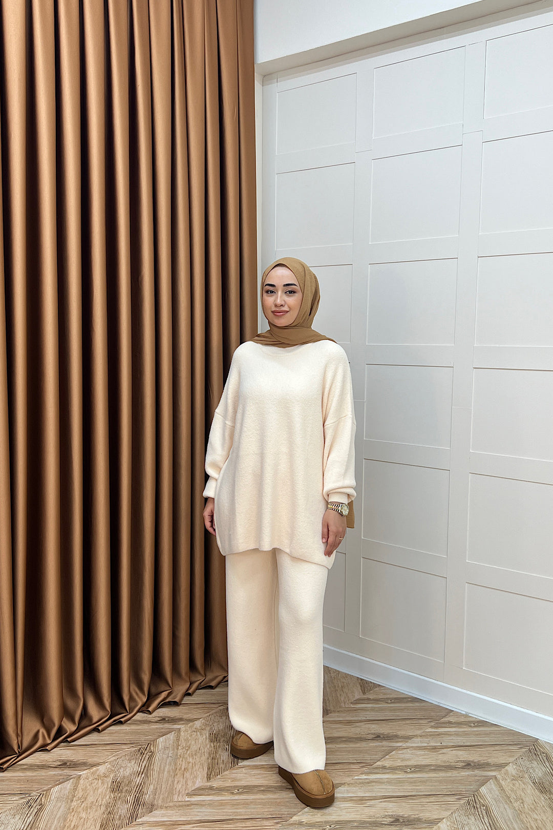 Dilşah Angora İkili Triko Takım Krem 25650-KREM