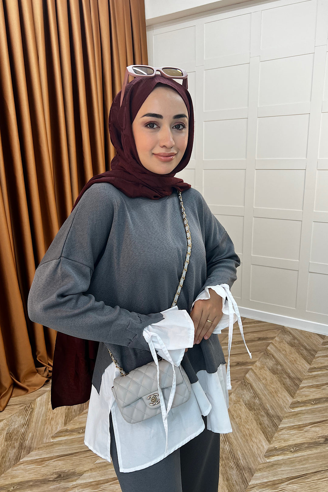 Truva Gömlek Detay Merserize Triko Takım Antrasit 25350-ANTRASIT