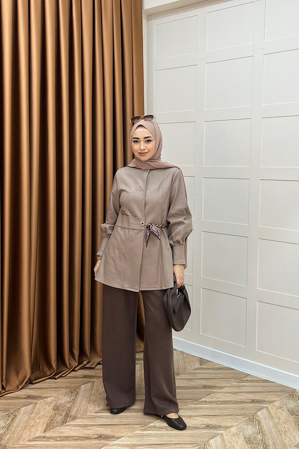 Wanda Fular Kemer Detay Gabardin Kap Vizon 26029-VIZON