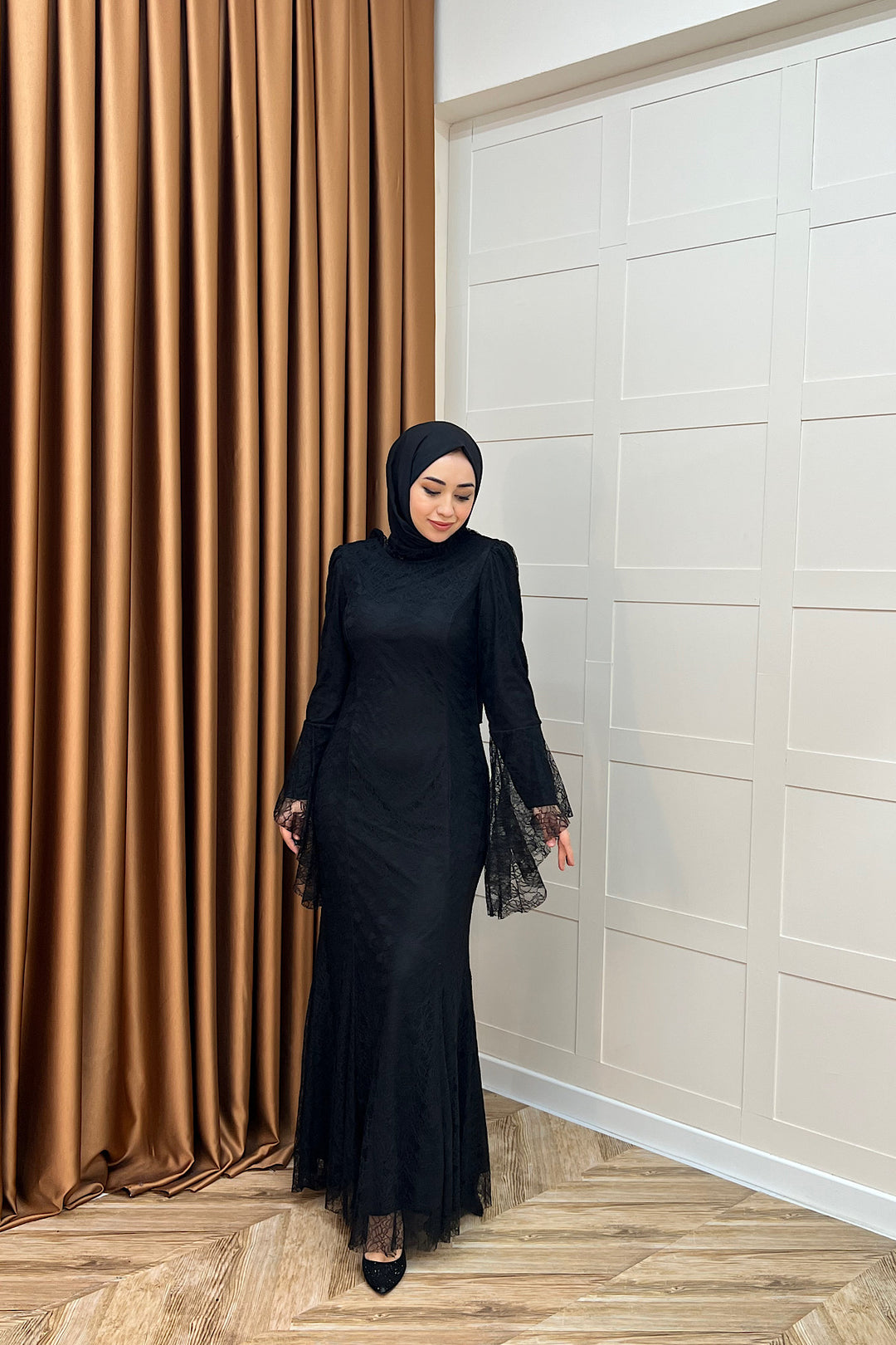 Lucia Dantel Balık Abiye Siyah 3085-SIYAH