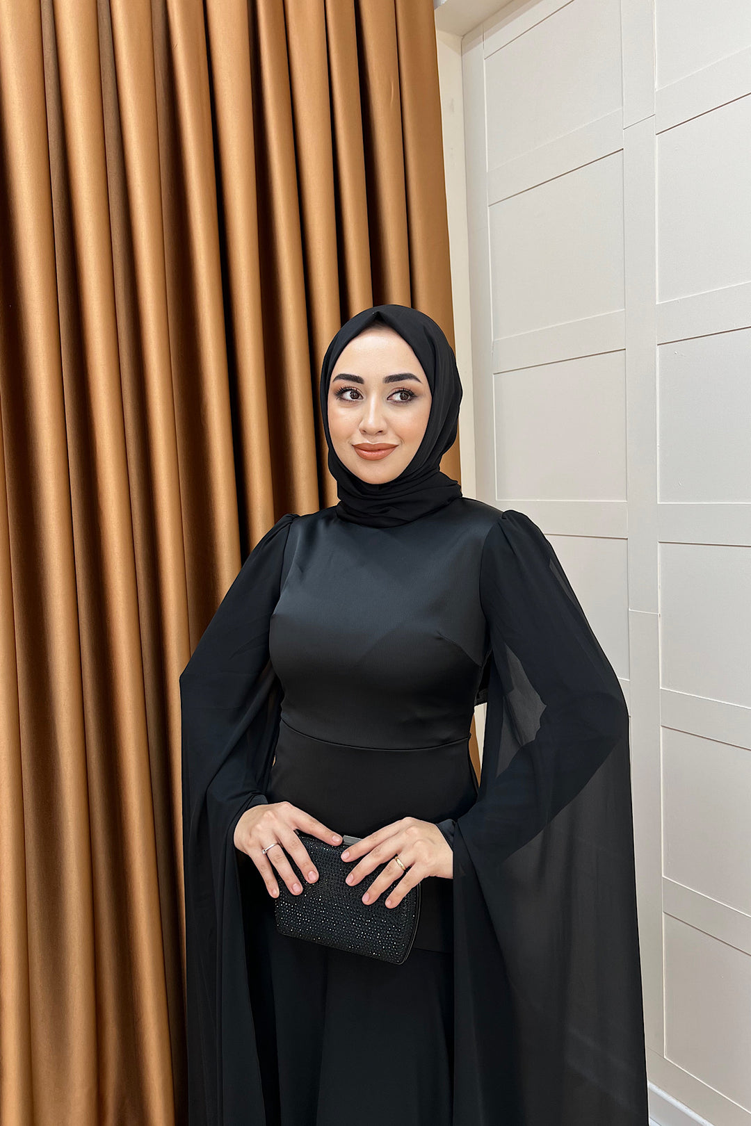 Lucca Saten Garnili Abiye Siyah 3077-SIYAH