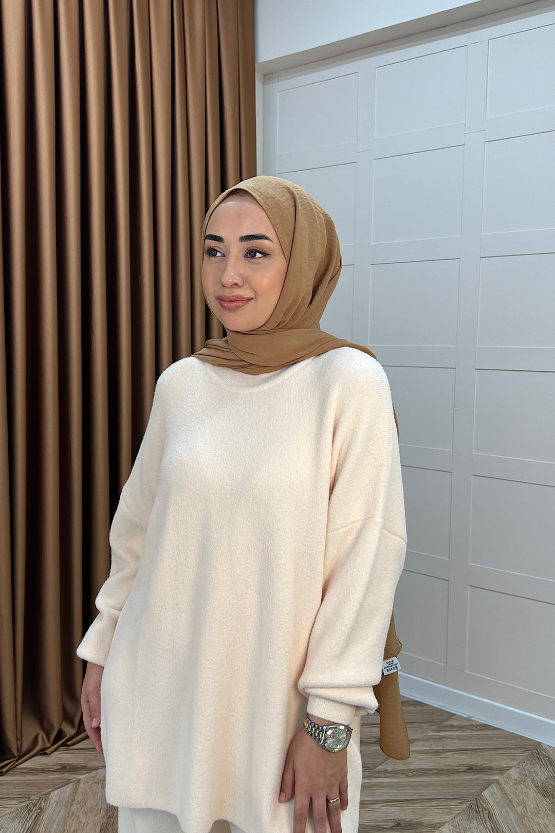 Dilşah Angora İkili Triko Takım Krem 25650-KREM