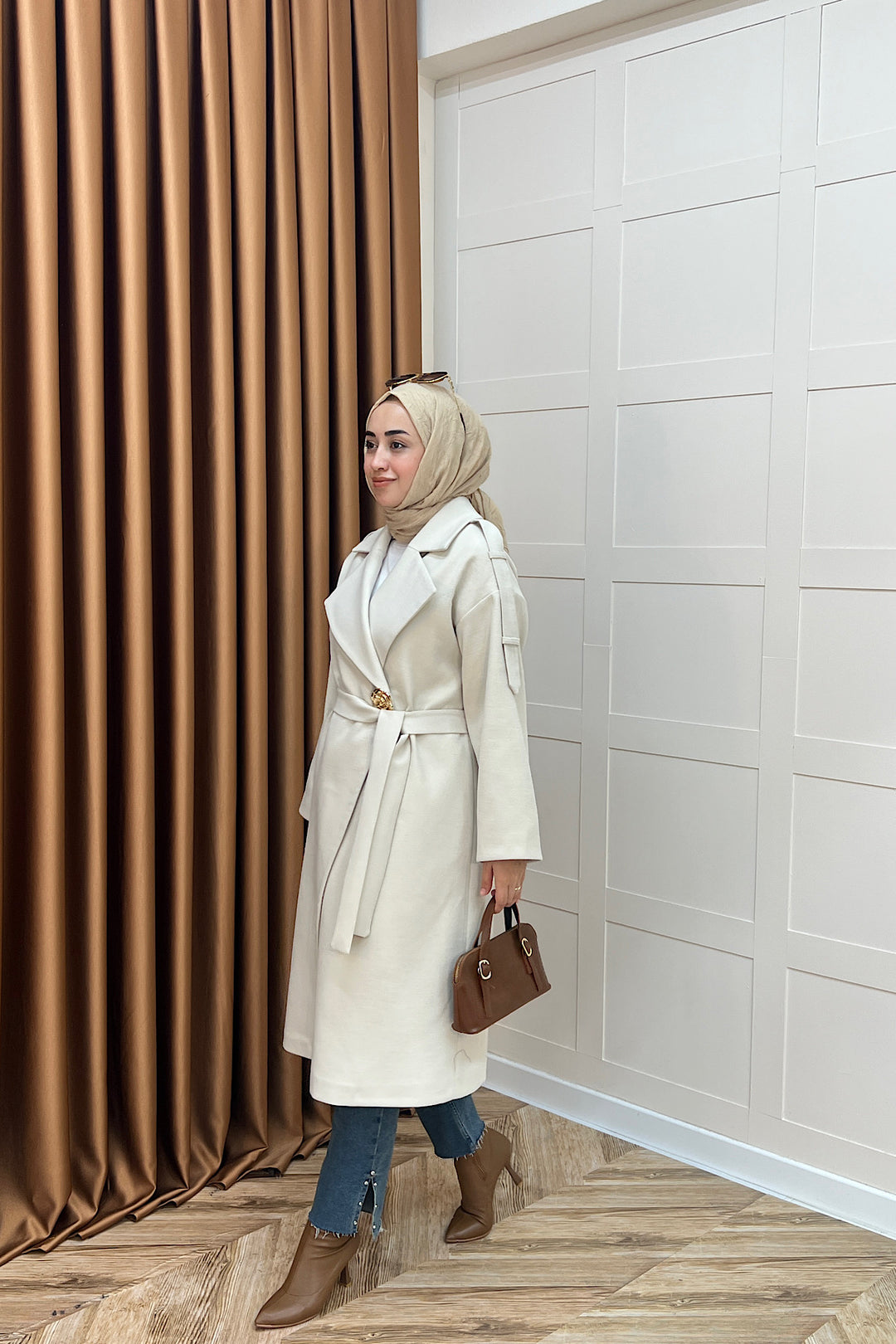 Parya Omuz Detay Kaşe Kaban Taş 5531-TAS