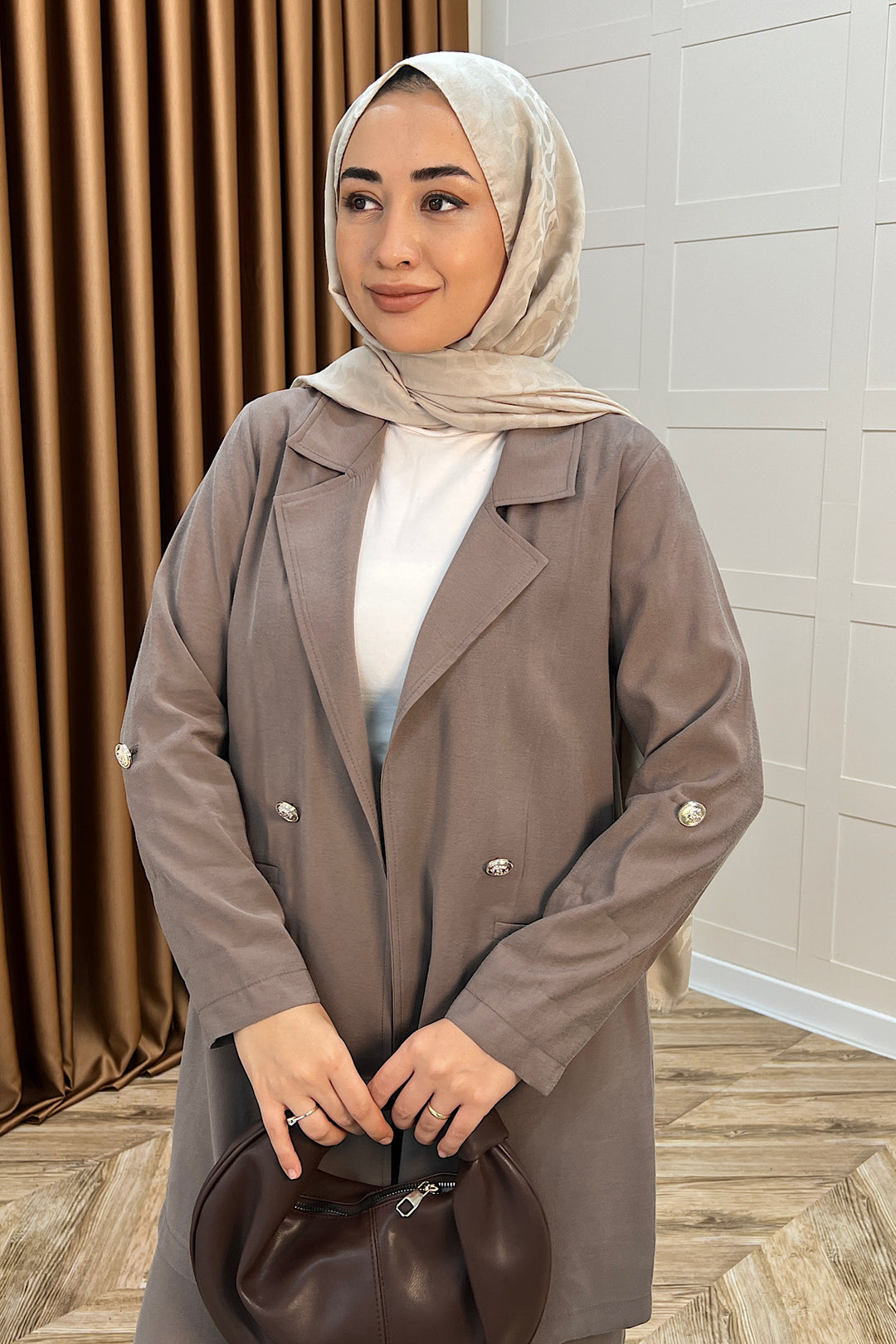 Sandra Ceketli Takım Kahverengi 5003-KAHVERENGI