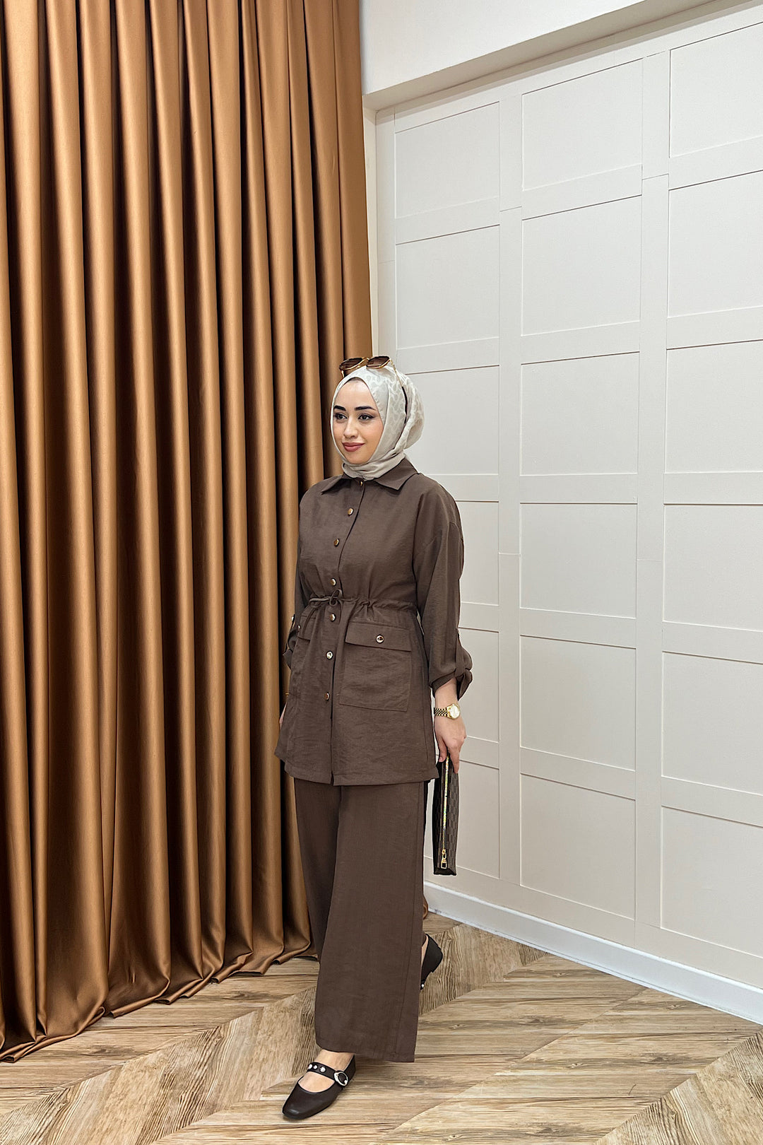 Aria Belden Bağlamalı İkili Takım Kahverengi 3184-KAHVERENGI