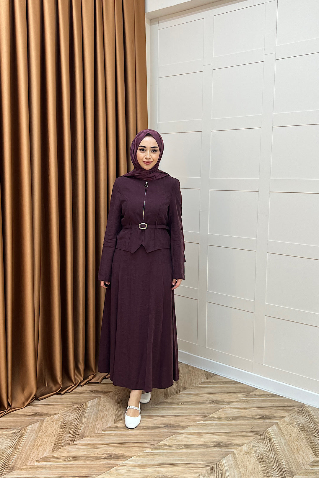 Mira Kemerli Etek Takım Mürdüm 03183-MURDUM