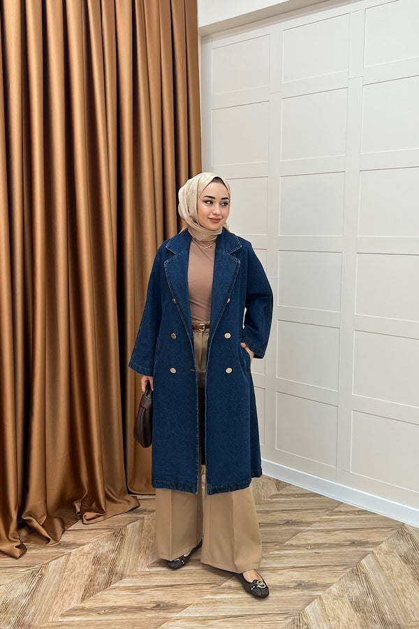 Uzun Denim Ceket Lacivert 5505-LACIVERT
