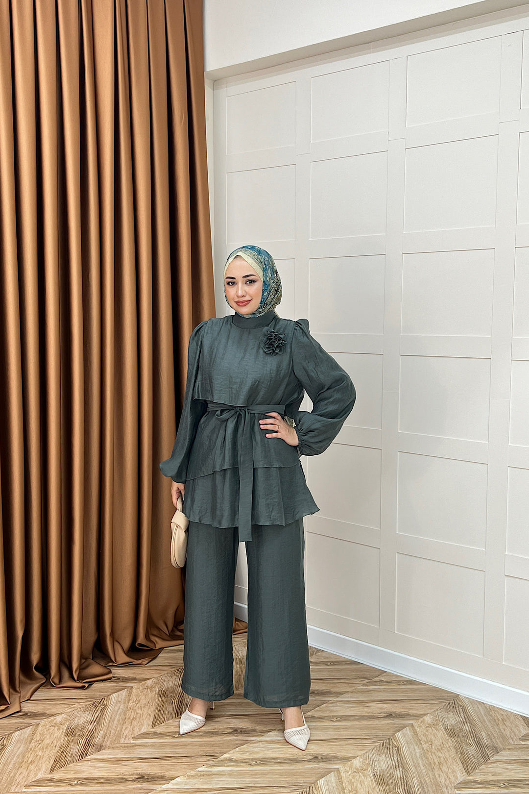 Aura Broş Detay Takım Haki 74001-HAKI