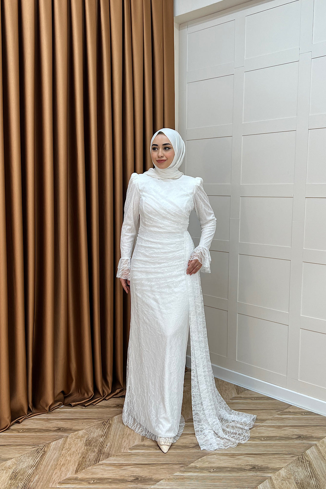 Serena Dantel Balık Abiye Beyaz 3082-BEYAZ