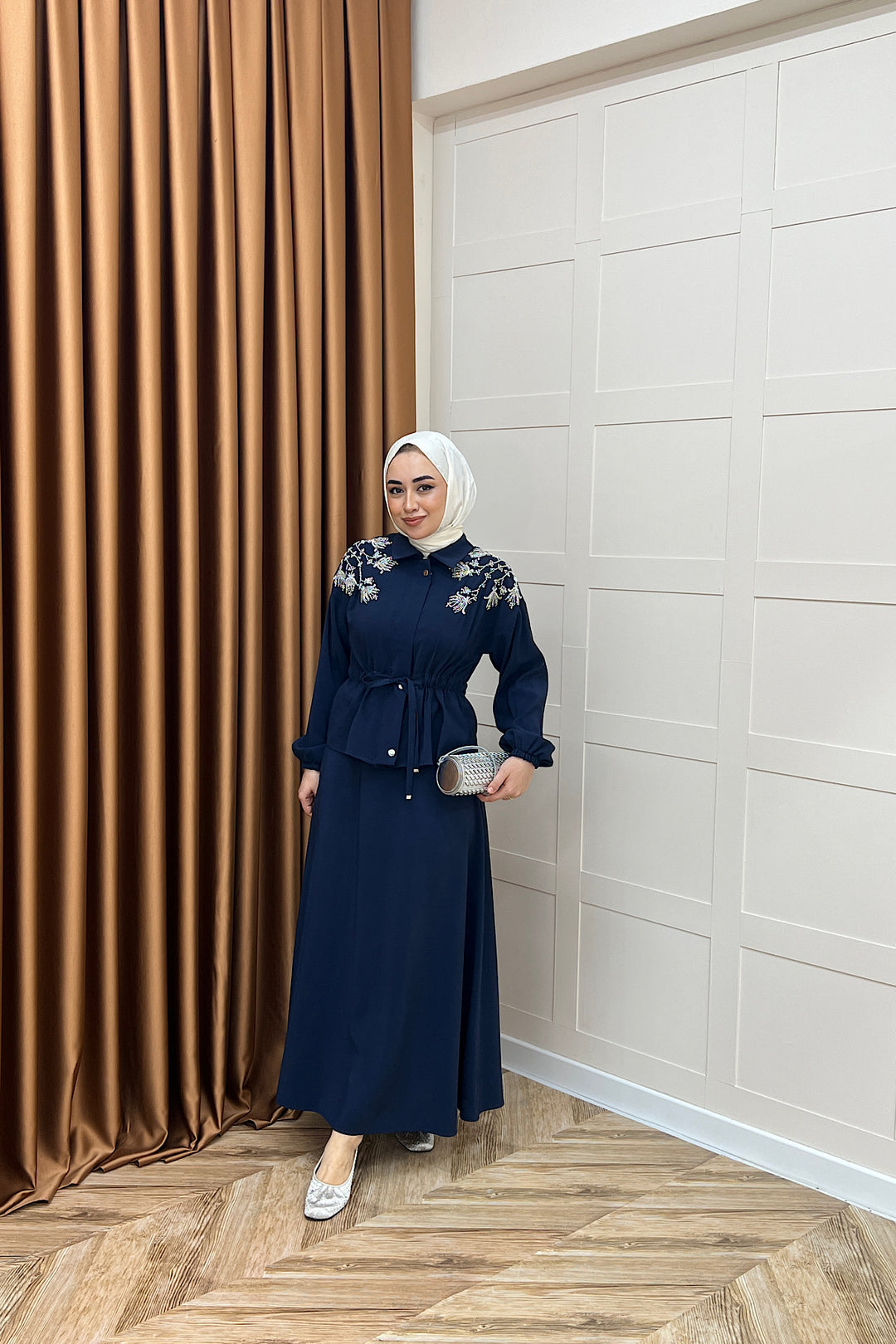 Laura Taş İşlemeli Etek Takım Lacivert 02969-LACIVERT