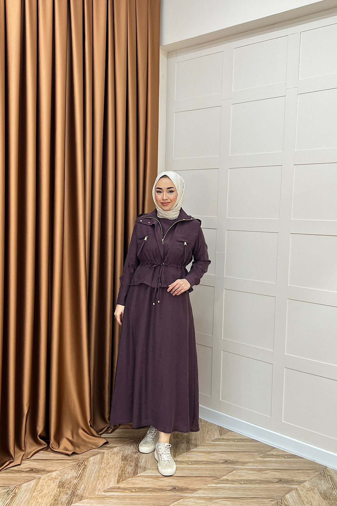 Alina İkili Elbise Mürdüm 3102-MURDUM