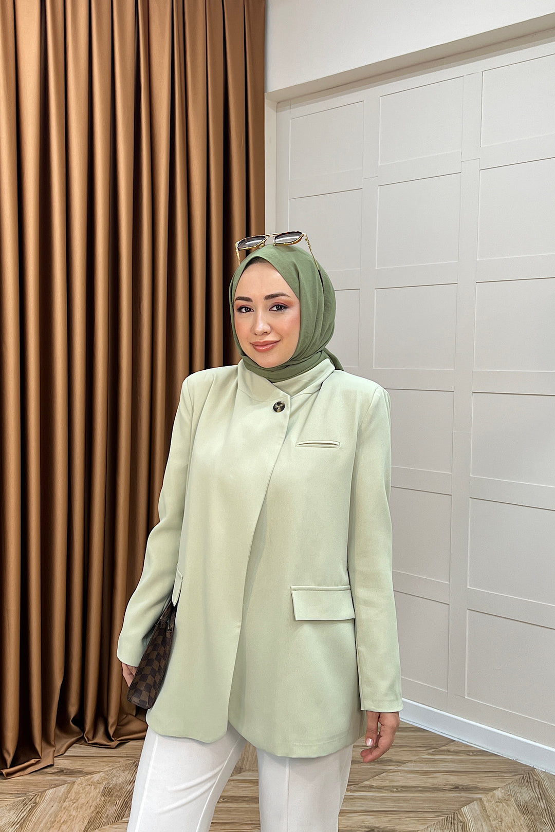 Sara Blazer Ceket Yeşil 70147-YESIL