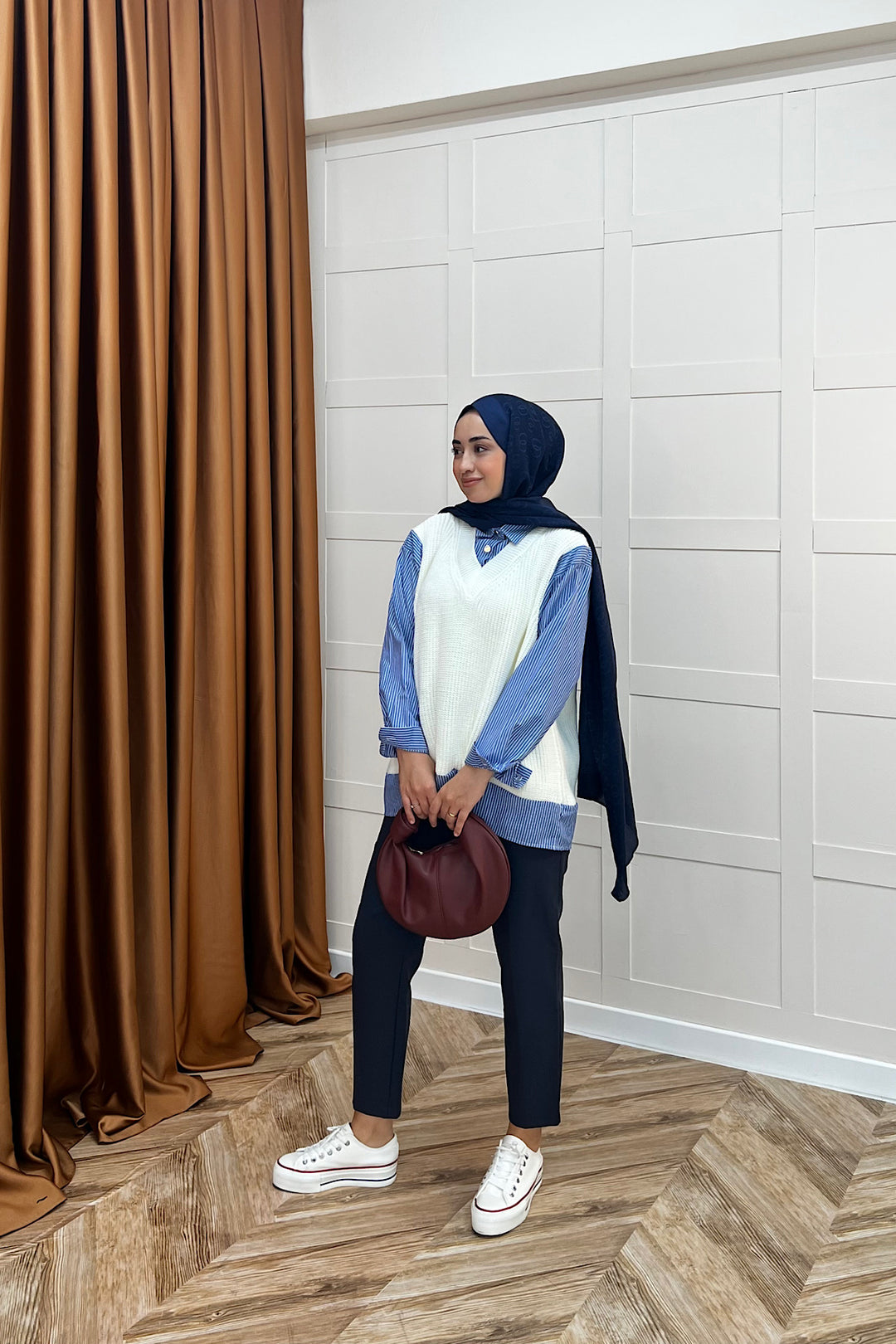 Triko Süveterli Gömlek Ekru 24730-EKRU