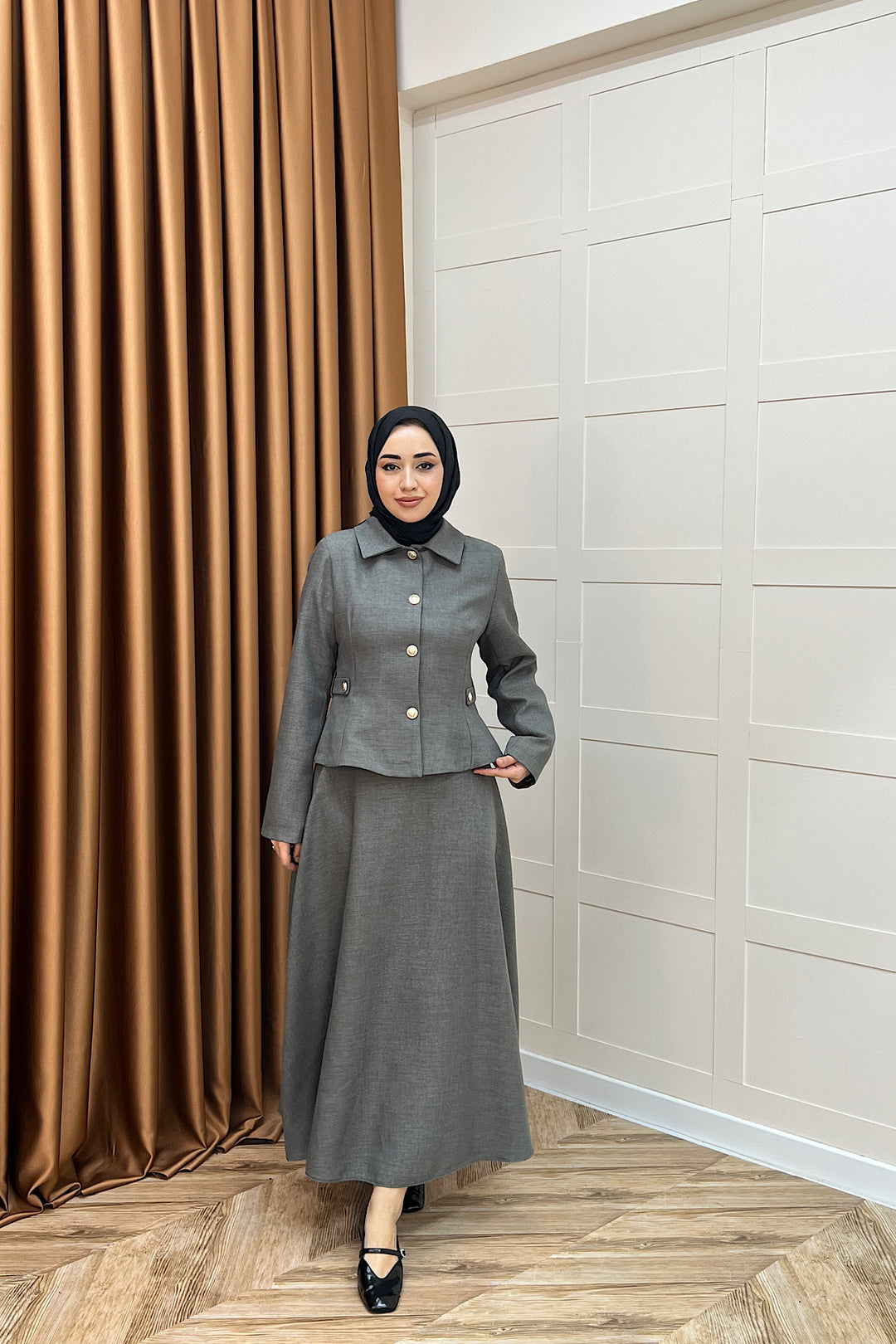 Pırlanta Etek Takım Gri 3179-GRI