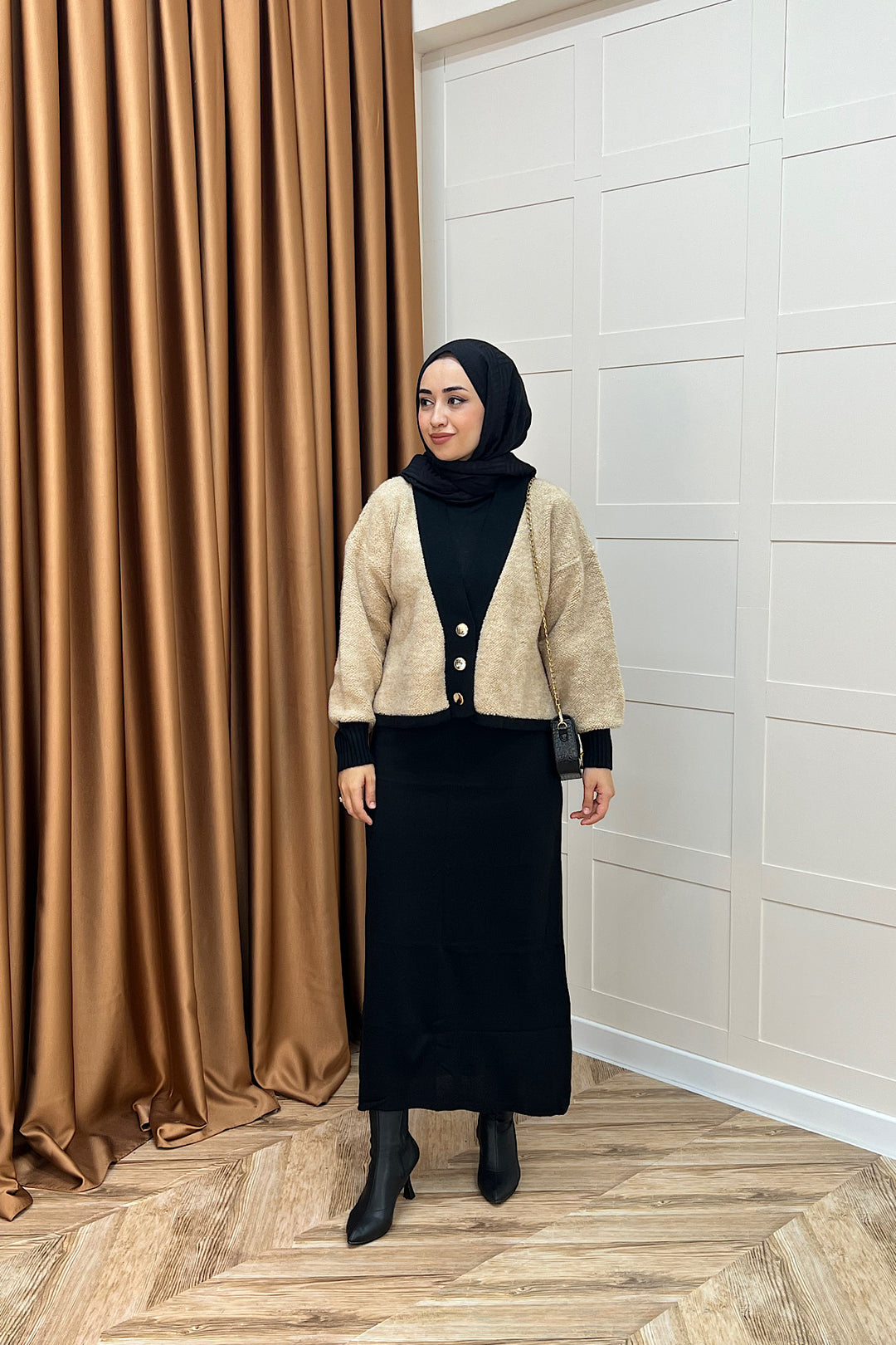 Sezen İkili Triko Elbise Camel 241090-CAMEL