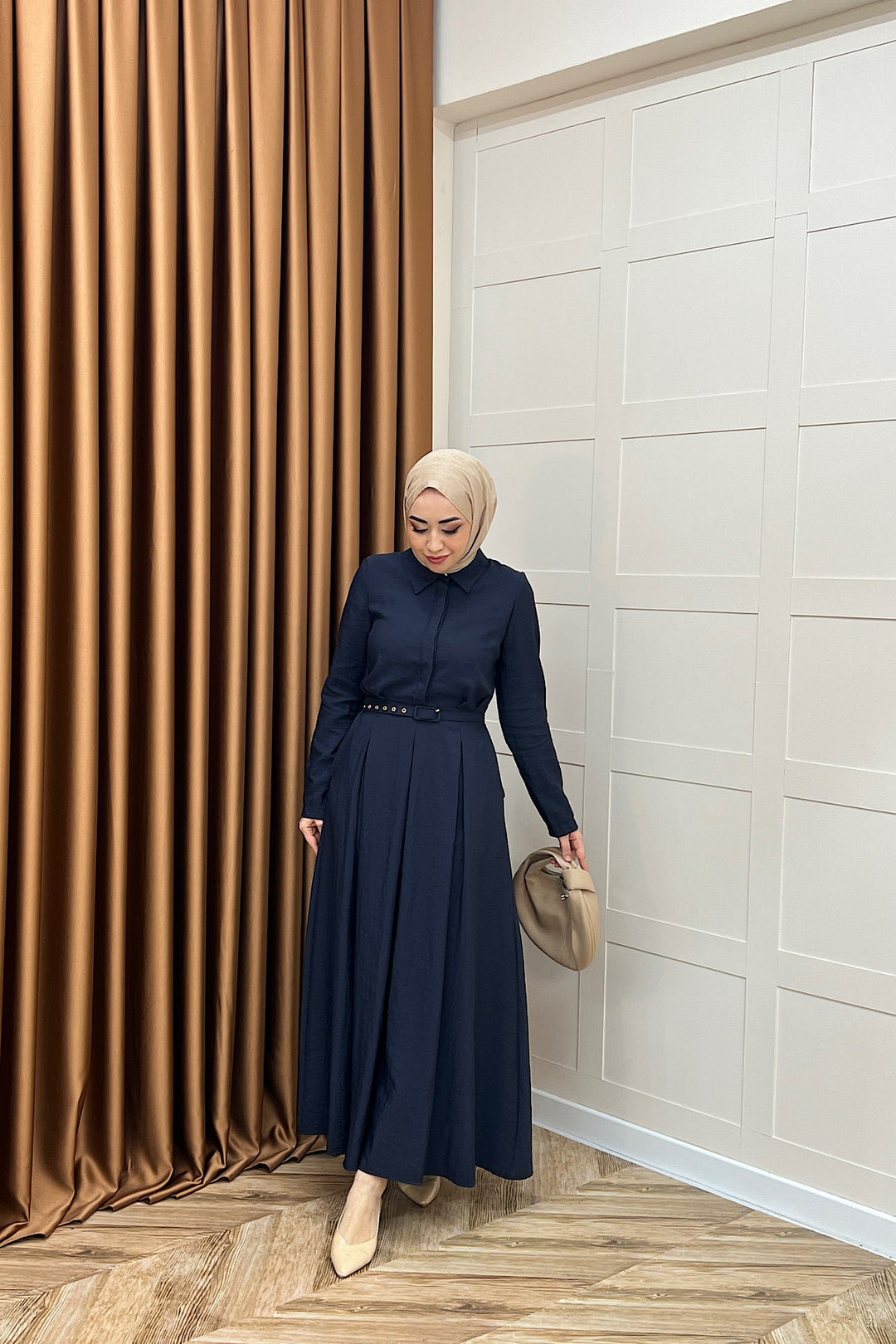 Lunia Kemerli Elbise Lacivert 5010-LACIVERT