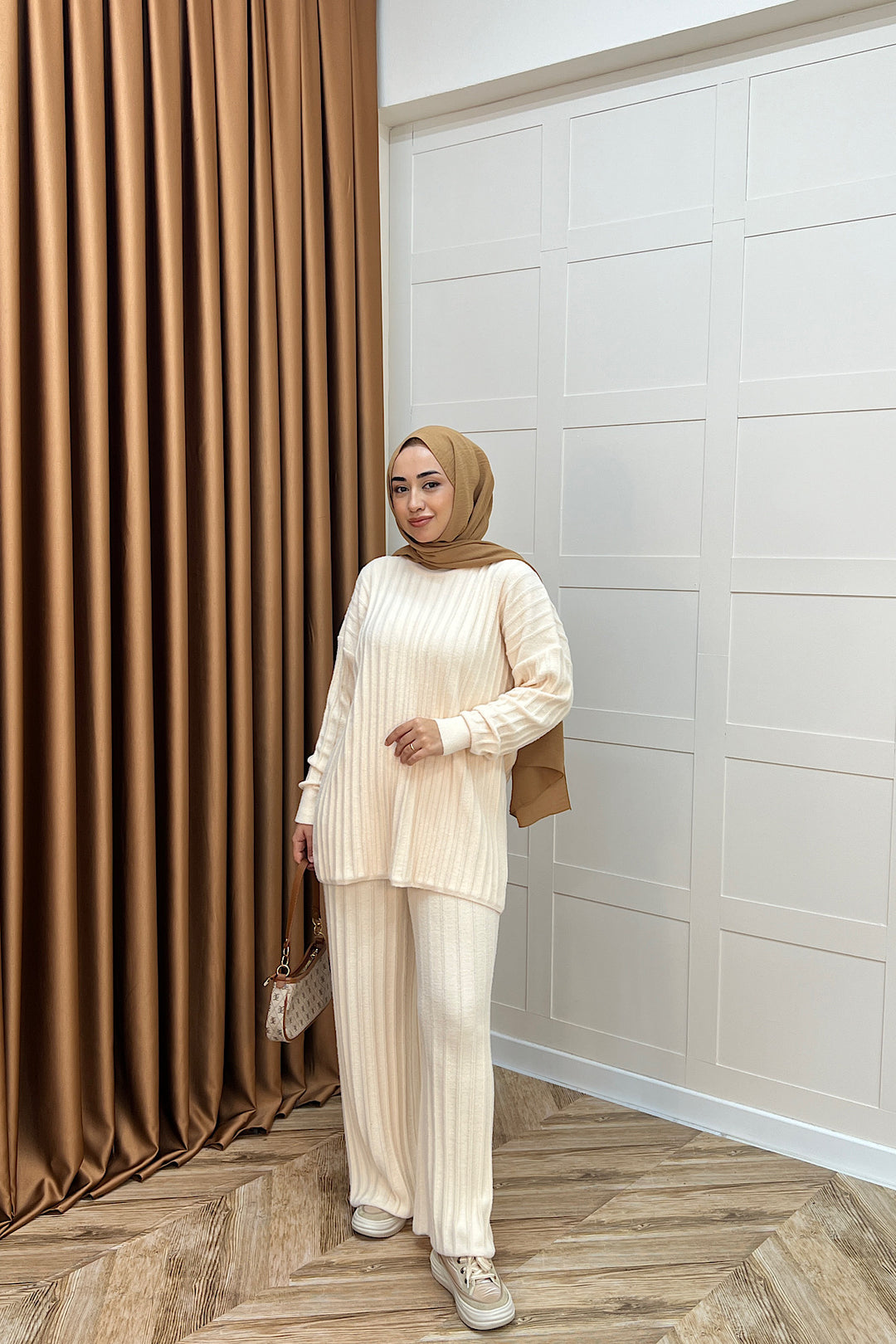 Kripto Keçe Sakal Triko Takım Krem 25560-KREM