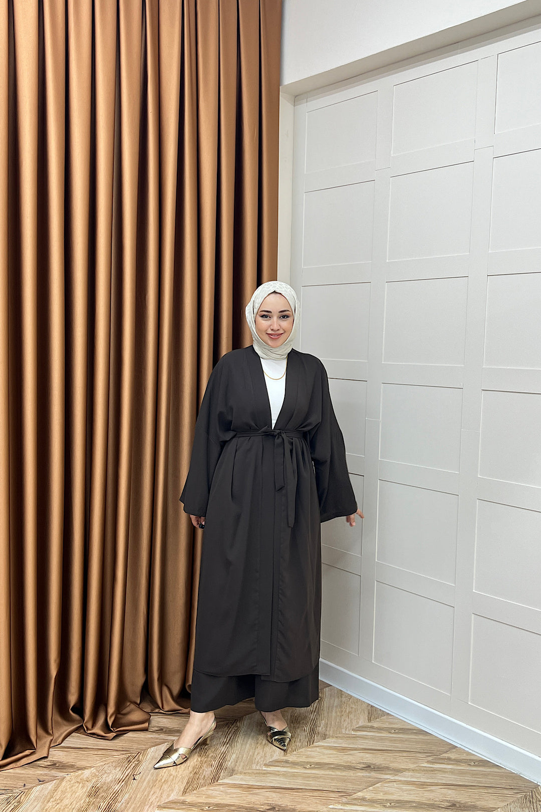 Mina İkili Kimono Takım Kahverengi 8571-KAHVERENGI